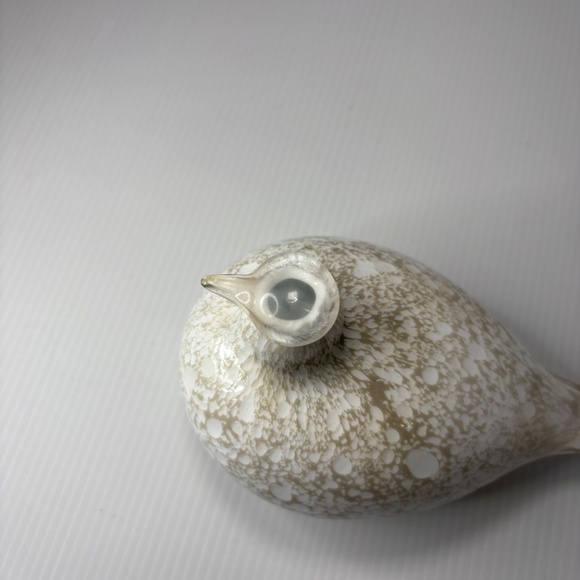 Oiva Toikka White Speckled Willow ArtGlass Bird Finland Nuutajarvi Signed/Label - Picture 6 of 12